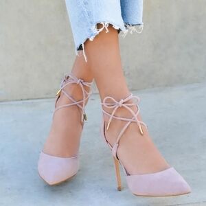 *Host Pick* NWT Size 7 Lulus Dusty Rose Suede Lace-Up Heels
